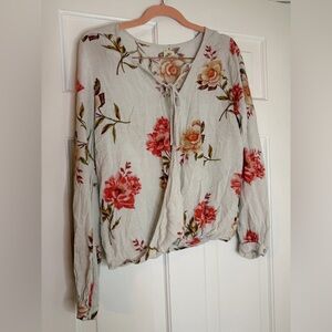 O'Neill Floral Blouse in Cream and Red